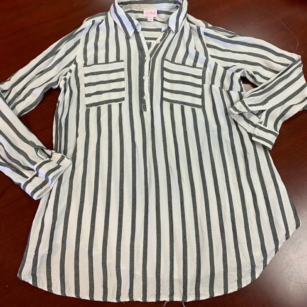 Isabel Maternity Gray & White Blouse sz M